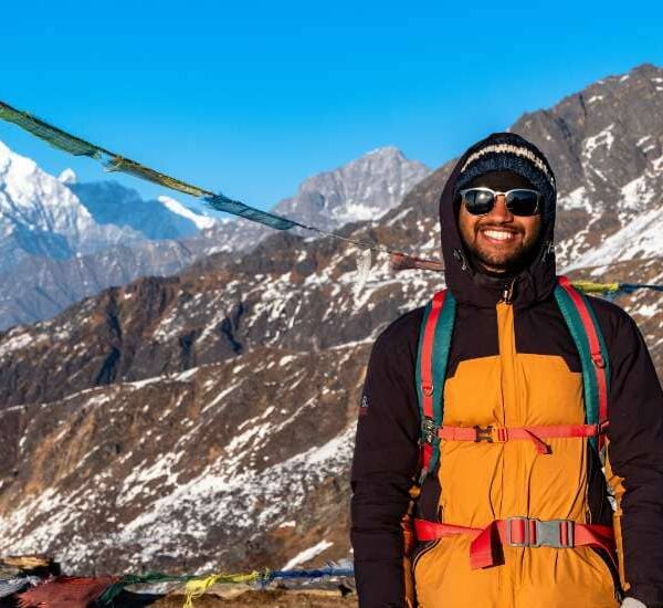 man posing during gosaikunda trek