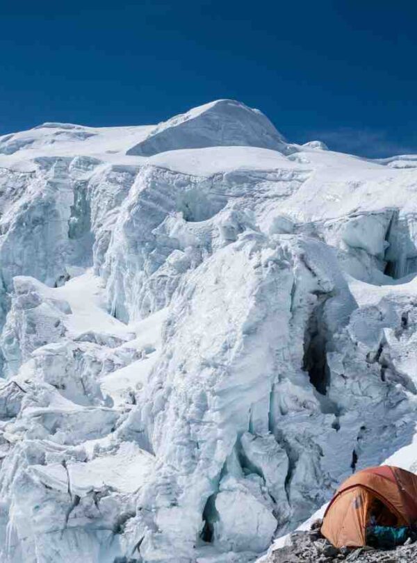 Mera peak high camp surrounded by Himalaya mountain in Mera region, Nepal